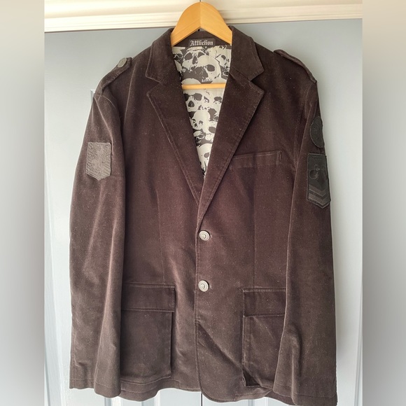 Affliction Black Corduroy Blazer Jacket - Picture 1 of 5